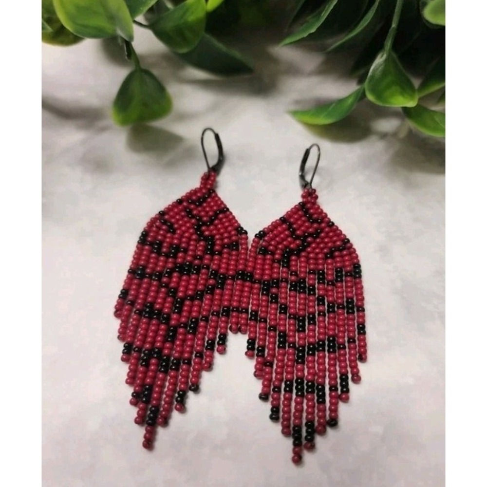 Beaded  Elegant Red  Earrings   Earrings.